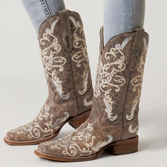 Corral Sparkle Sequin Leather Cowboy Boots A2932 - Picture 2 of 4